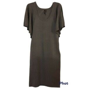 Labworks Women's Gray Midi Sweater Dress w/Flutter Sleeve Sz XL